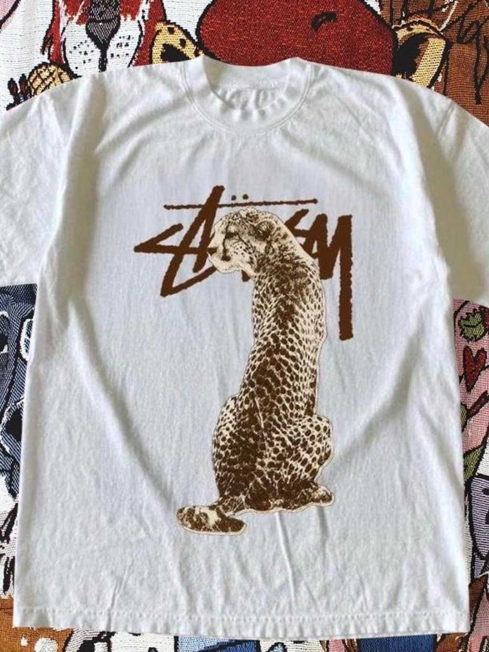 Gildan White Tee with Brown Leopard Graphic